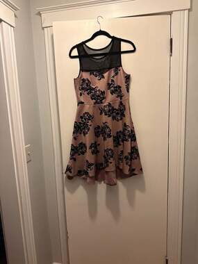 Three Pink Hearts Dusty Rose Black Gold Shimmer High Low Dress Size (Juniors) S